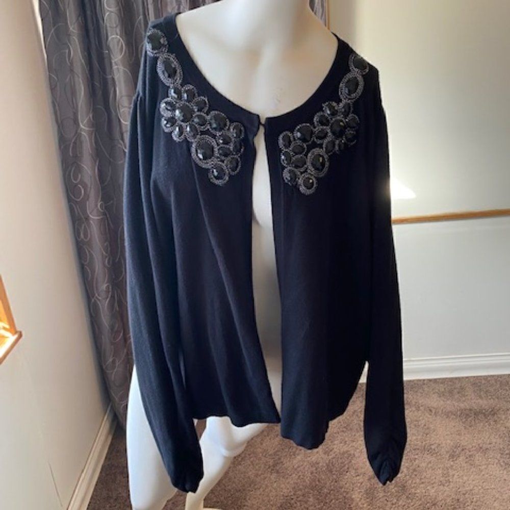 Inc International Concept Black Retro Gem Cardigan, size 3X